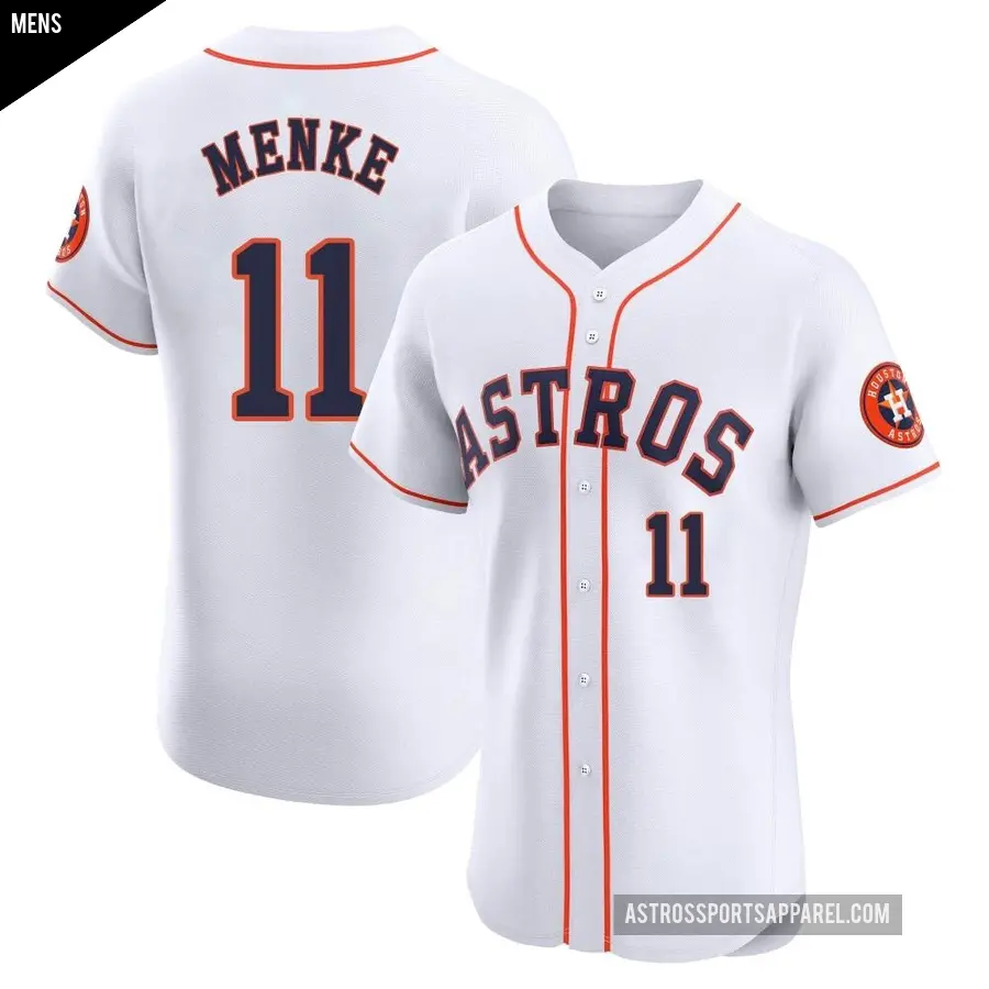 Men's Houston Astros ＃11 Denis Menke Elite White Home Jersey