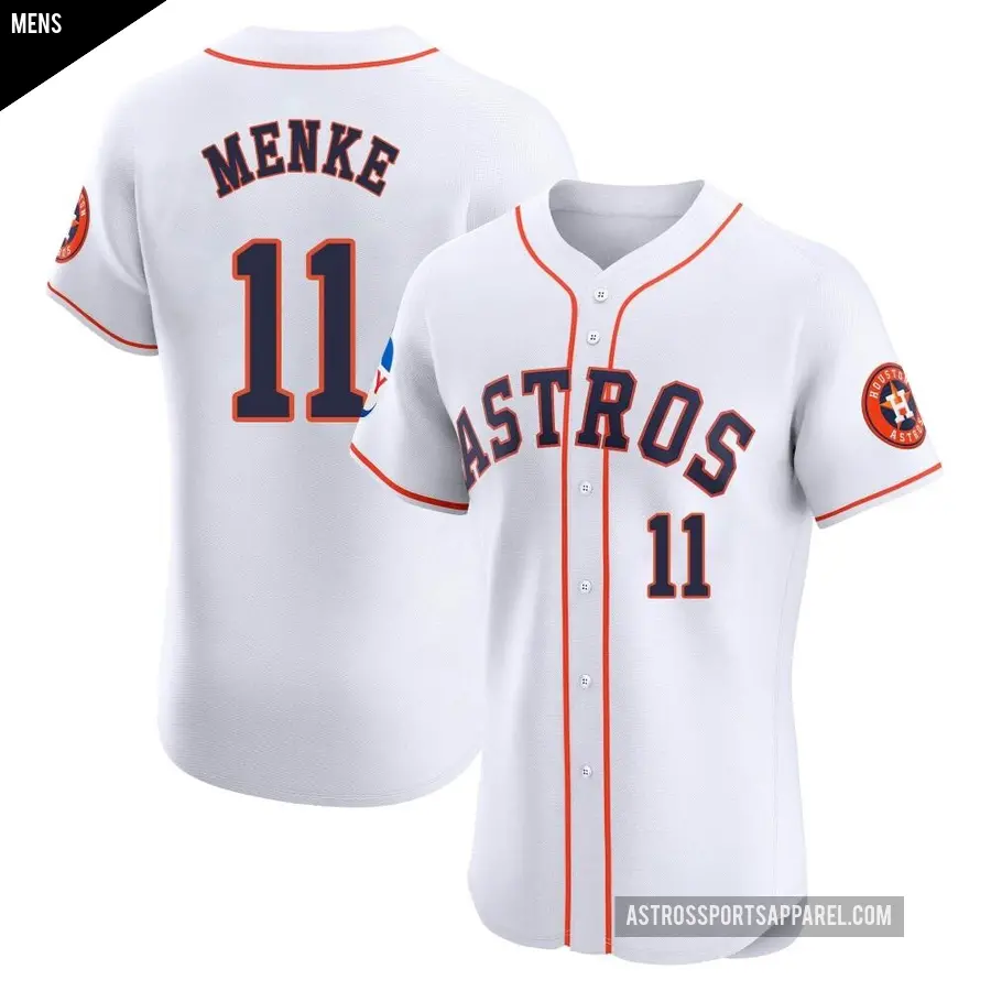 Men's Houston Astros ＃11 Denis Menke Elite White Home Patch Jersey