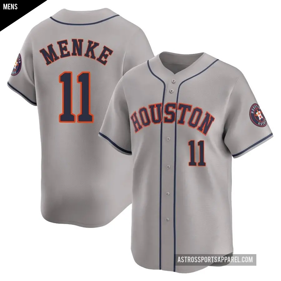 Men's Houston Astros ＃11 Denis Menke Limited Gray Away Jersey