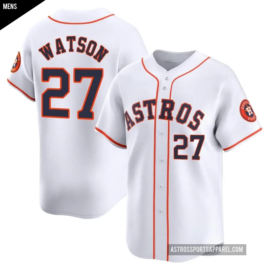 Men's Houston Astros ＃27 Bob Watson Limited White Home Jersey