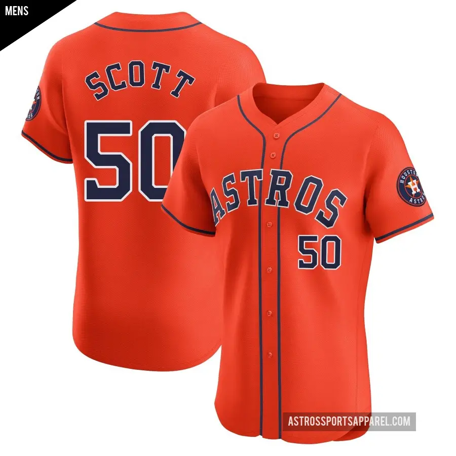 Men's Houston Astros ＃50 Tayler Scott Elite Orange Alternate Vapor Premier Jersey