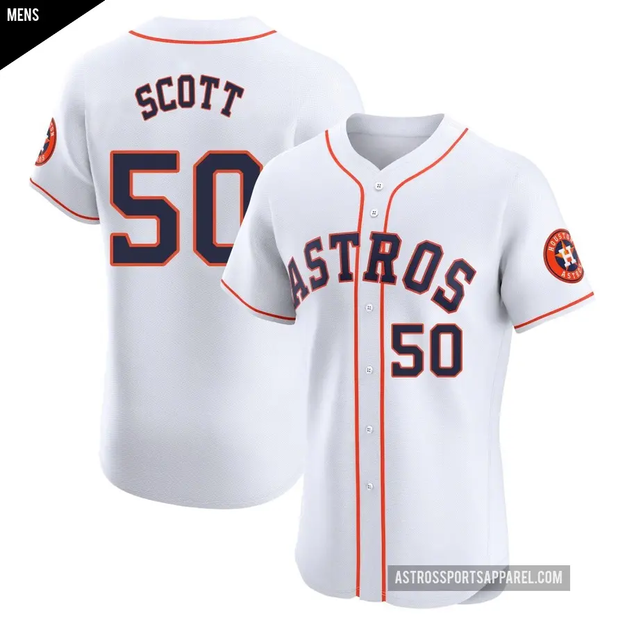 Men's Houston Astros ＃50 Tayler Scott Elite White Home Jersey