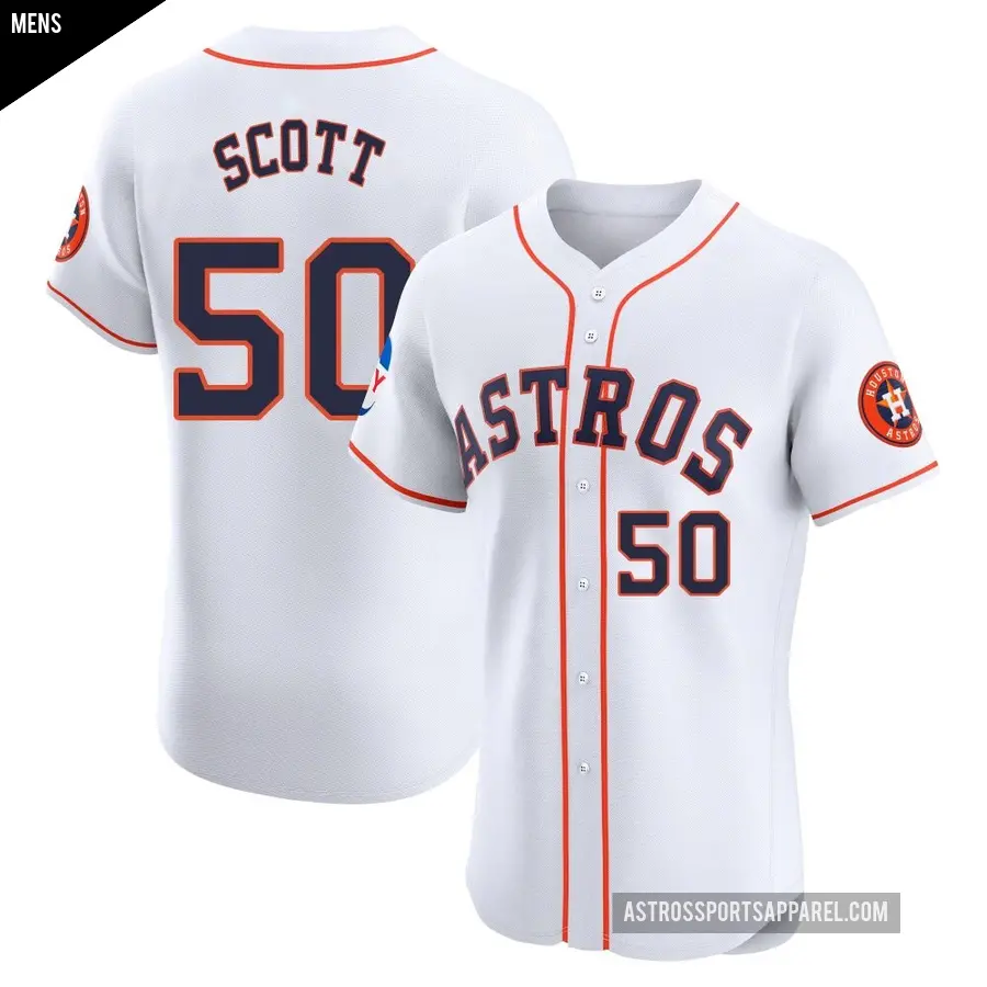 Men's Houston Astros ＃50 Tayler Scott Elite White Home Patch Jersey