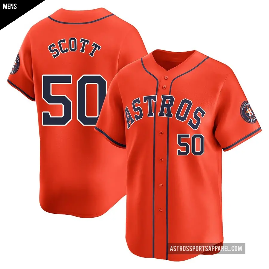 Men's Houston Astros ＃50 Tayler Scott Limited Orange Alternate Jersey