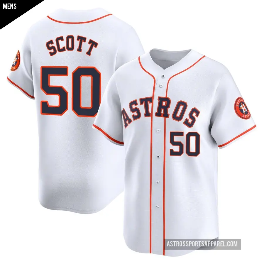 Men's Houston Astros ＃50 Tayler Scott Limited White Home Jersey