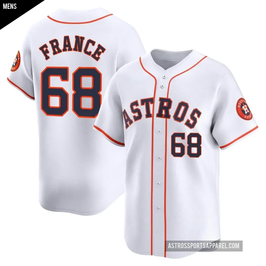 Men's Houston Astros ＃68 J.P. France Limited White Home Jersey