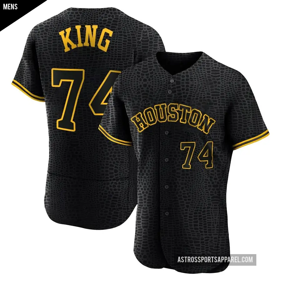 Men's Houston Astros ＃74 Bryan King Authentic Black Snake Skin City Jersey