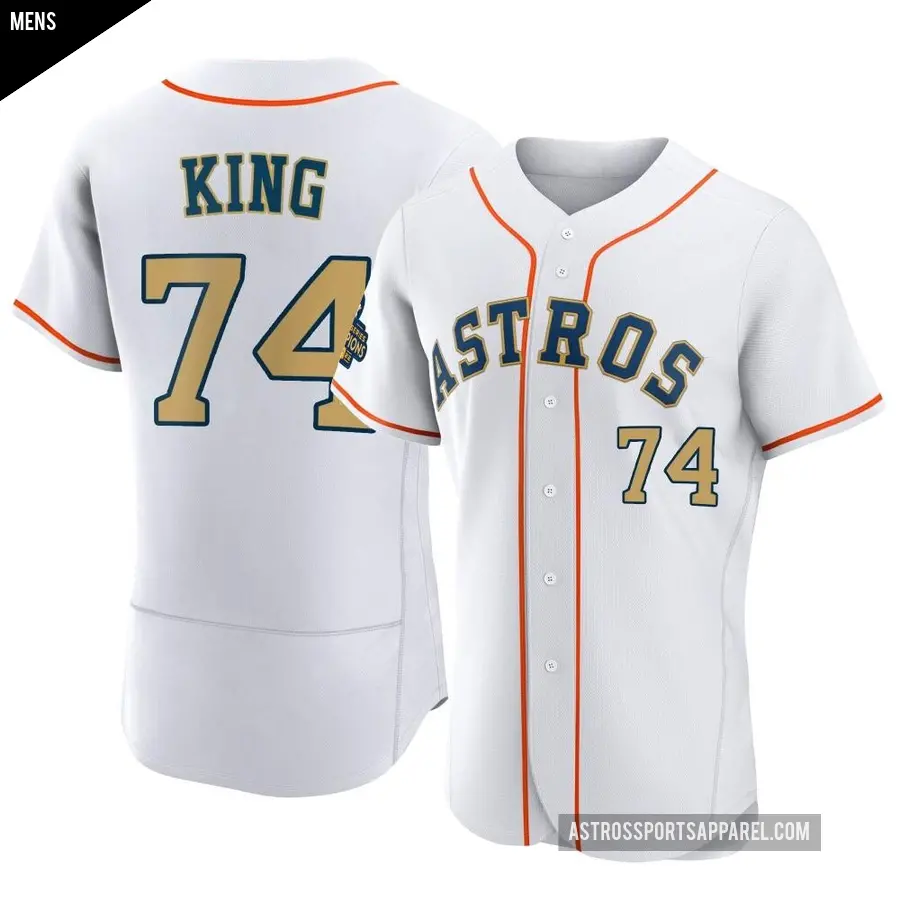 Men's Houston Astros ＃74 Bryan King Authentic Gold White 2023 Collection Jersey