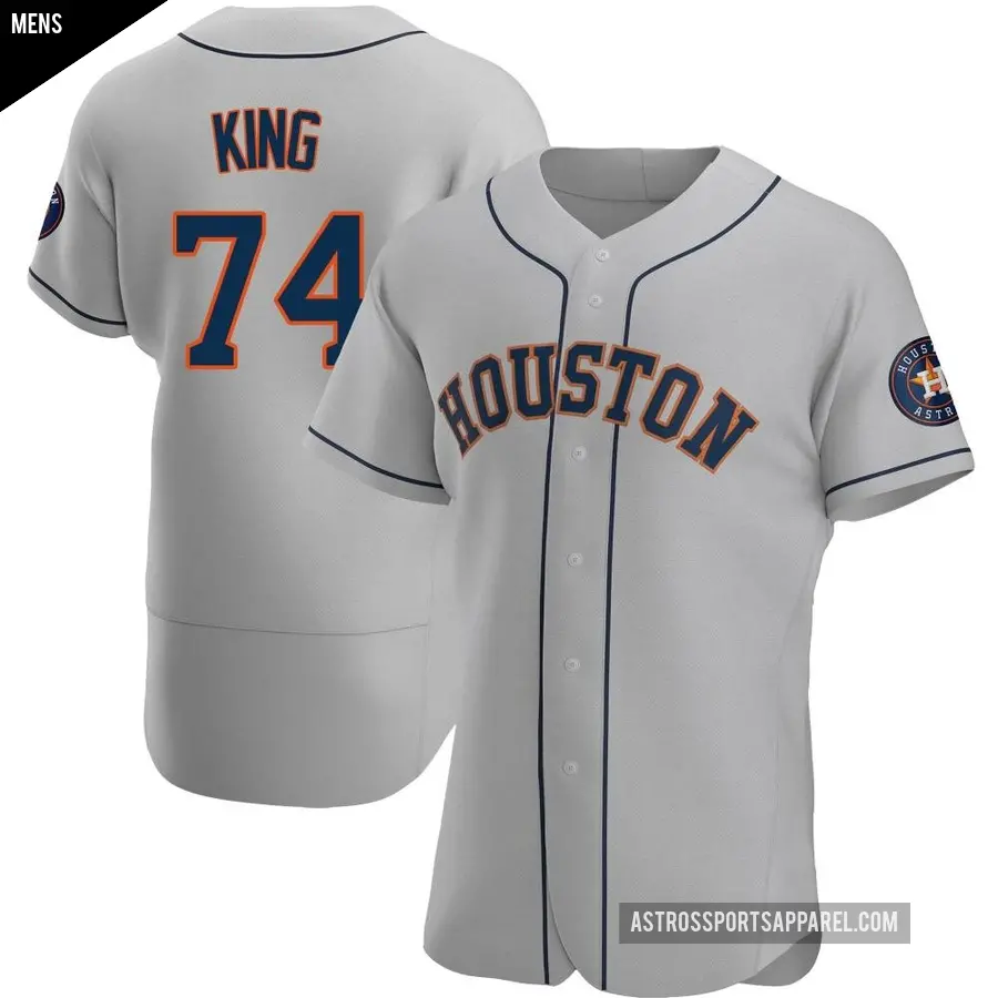 Men's Houston Astros ＃74 Bryan King Authentic Gray Road Jersey