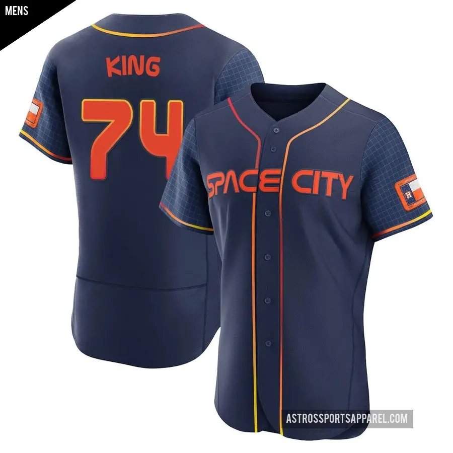 Men's Houston Astros ＃74 Bryan King Authentic Navy 2022 City Connect Jersey