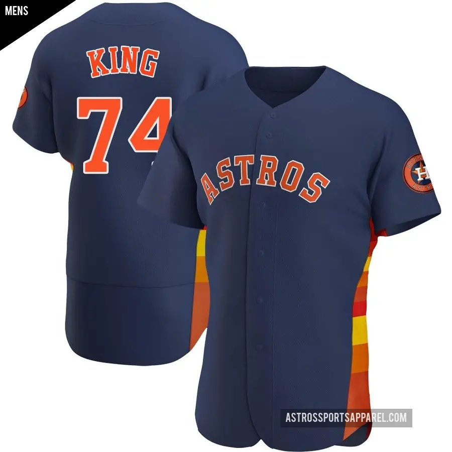 Men's Houston Astros ＃74 Bryan King Authentic Navy Alternate Jersey