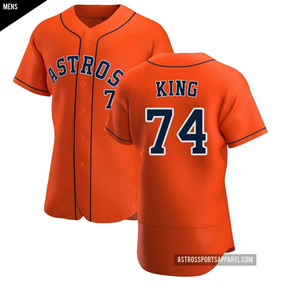 Men's Houston Astros ＃74 Bryan King Authentic Orange Alternate Jersey