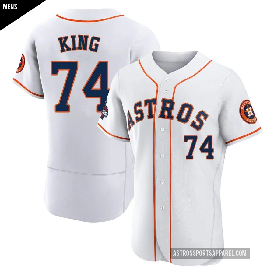 Men's Houston Astros ＃74 Bryan King Authentic White 2022 World Series Champions Home Jersey