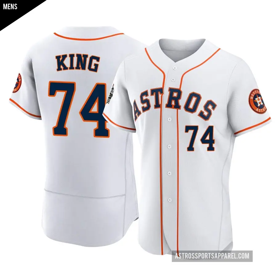 Men's Houston Astros ＃74 Bryan King Authentic White 2022 World Series Home Jersey