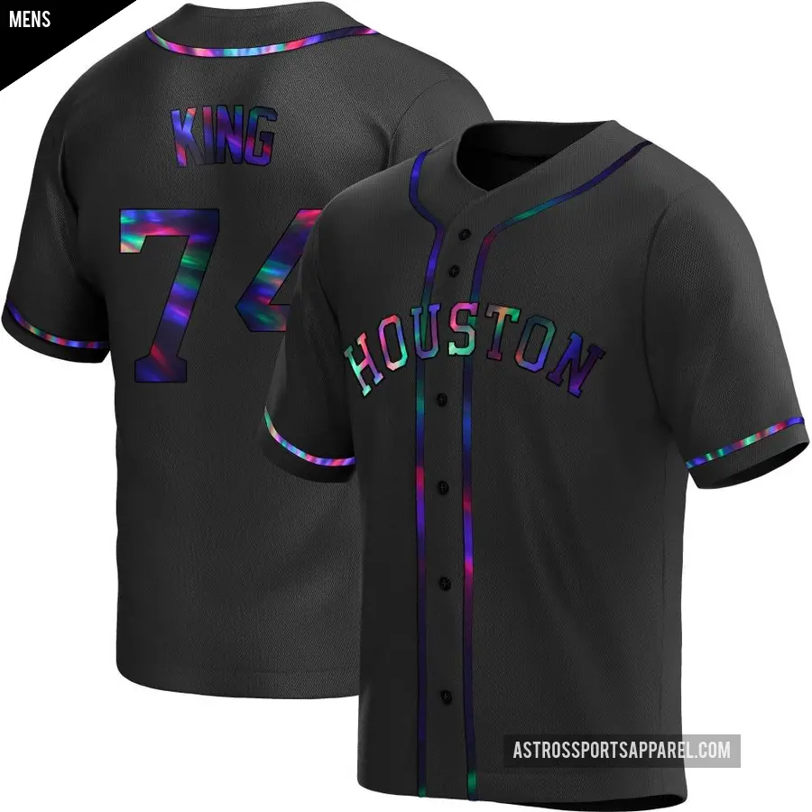 Men's Houston Astros ＃74 Bryan King Replica Black Holographic Alternate Jersey