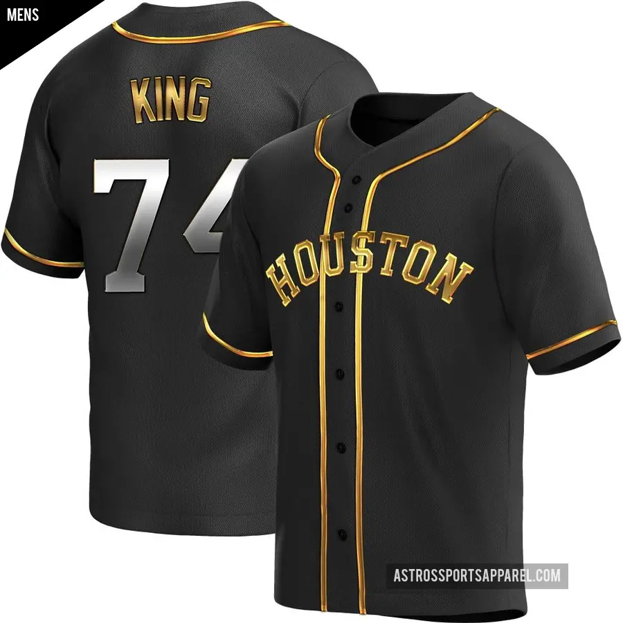 Men's Houston Astros ＃74 Bryan King Replica Gold Black en Alternate Jersey