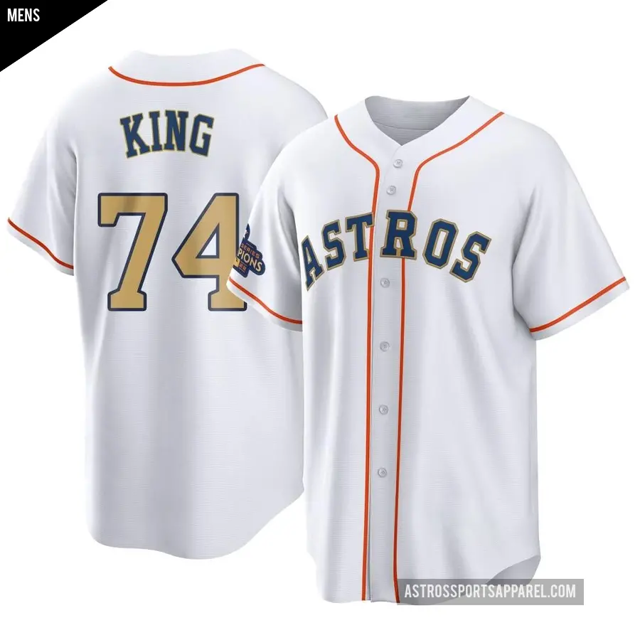 Men's Houston Astros ＃74 Bryan King Replica Gold White 2023 Collection Jersey