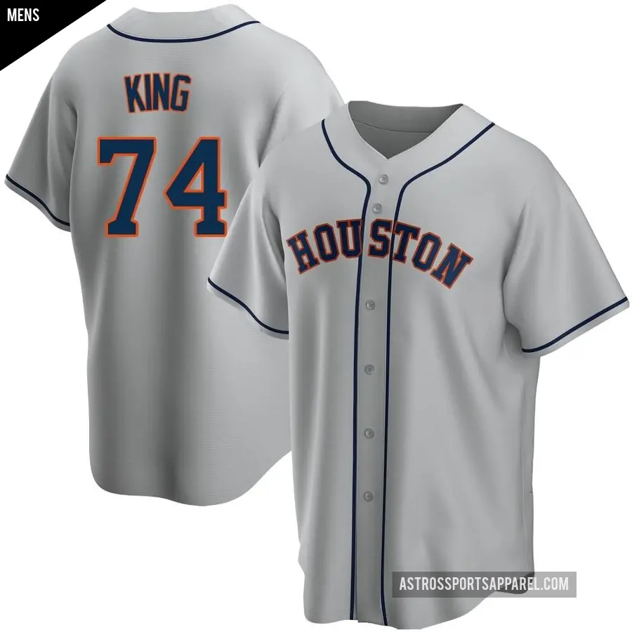 Men's Houston Astros ＃74 Bryan King Replica Gray Road Jersey