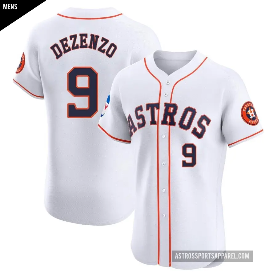 Men's Houston Astros ＃9 Zach Dezenzo Elite White Home Patch Jersey