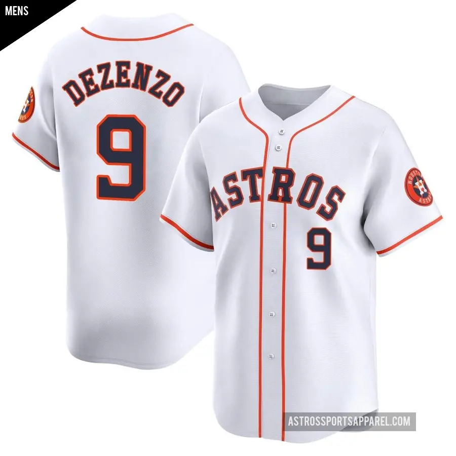 Men's Houston Astros ＃9 Zach Dezenzo Limited White Home Jersey