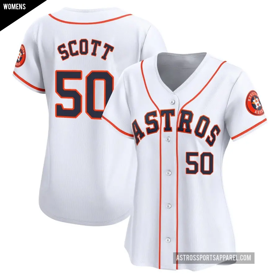 Women's Houston Astros ＃50 Tayler Scott Limited White Home Jersey