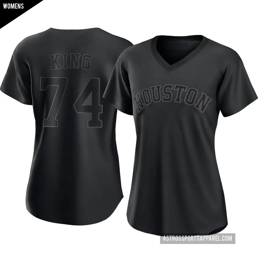 Women's Houston Astros ＃74 Bryan King Authentic Black Pitch Fashion Jersey