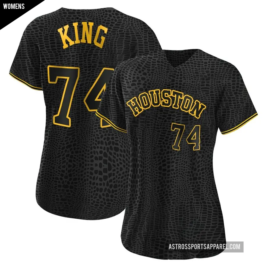 Women's Houston Astros ＃74 Bryan King Authentic Black Snake Skin City Jersey