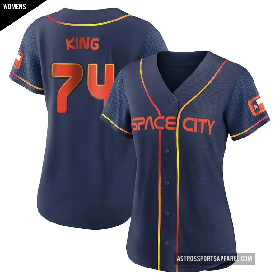 Women's Houston Astros ＃74 Bryan King Authentic Navy 2022 City Connect Jersey