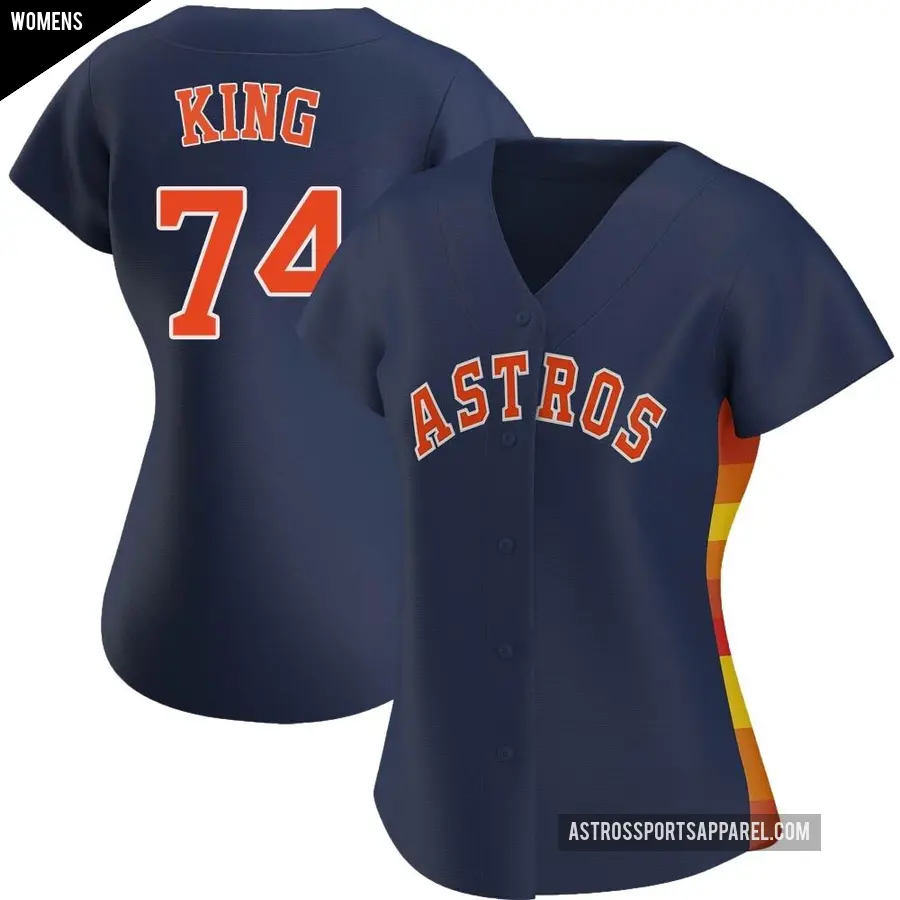 Women's Houston Astros ＃74 Bryan King Authentic Navy Alternate Jersey