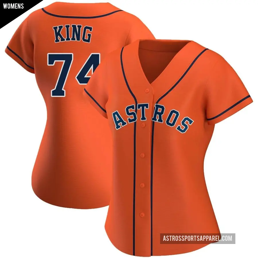 Women's Houston Astros ＃74 Bryan King Authentic Orange Alternate Jersey