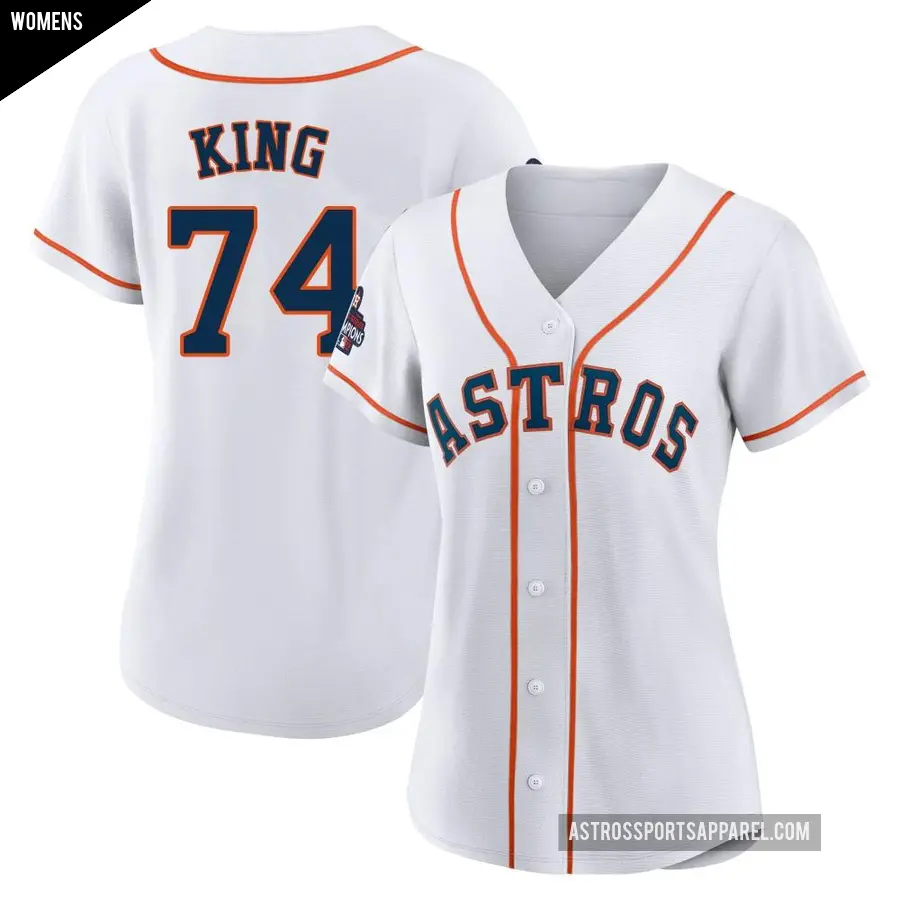 Women's Houston Astros ＃74 Bryan King Authentic White 2022 World Series Champions Home Jersey