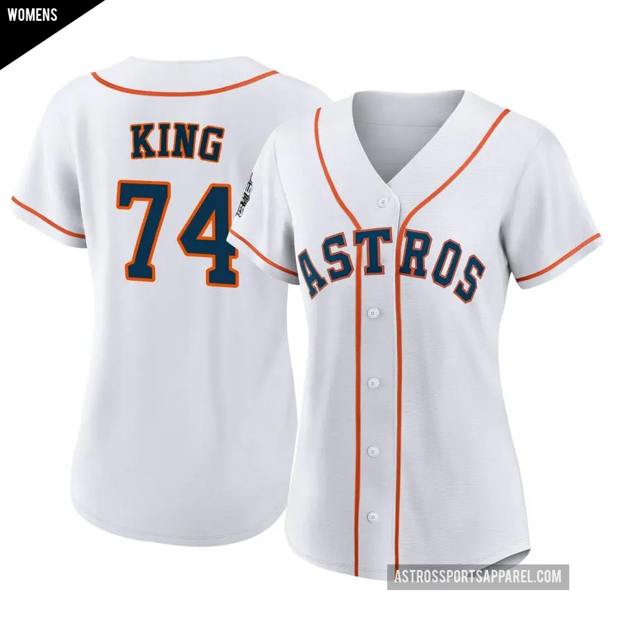 Women's Houston Astros ＃74 Bryan King Authentic White 2022 World Series Home Jersey