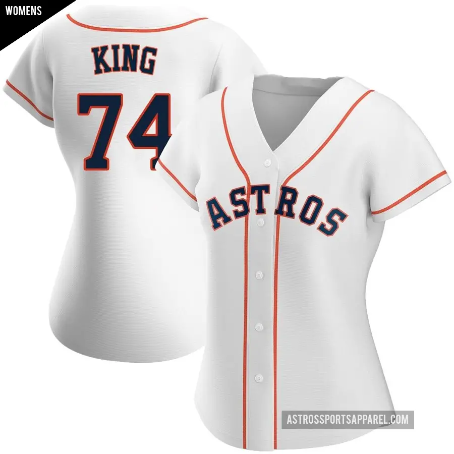 Women's Houston Astros ＃74 Bryan King Authentic White Home Jersey