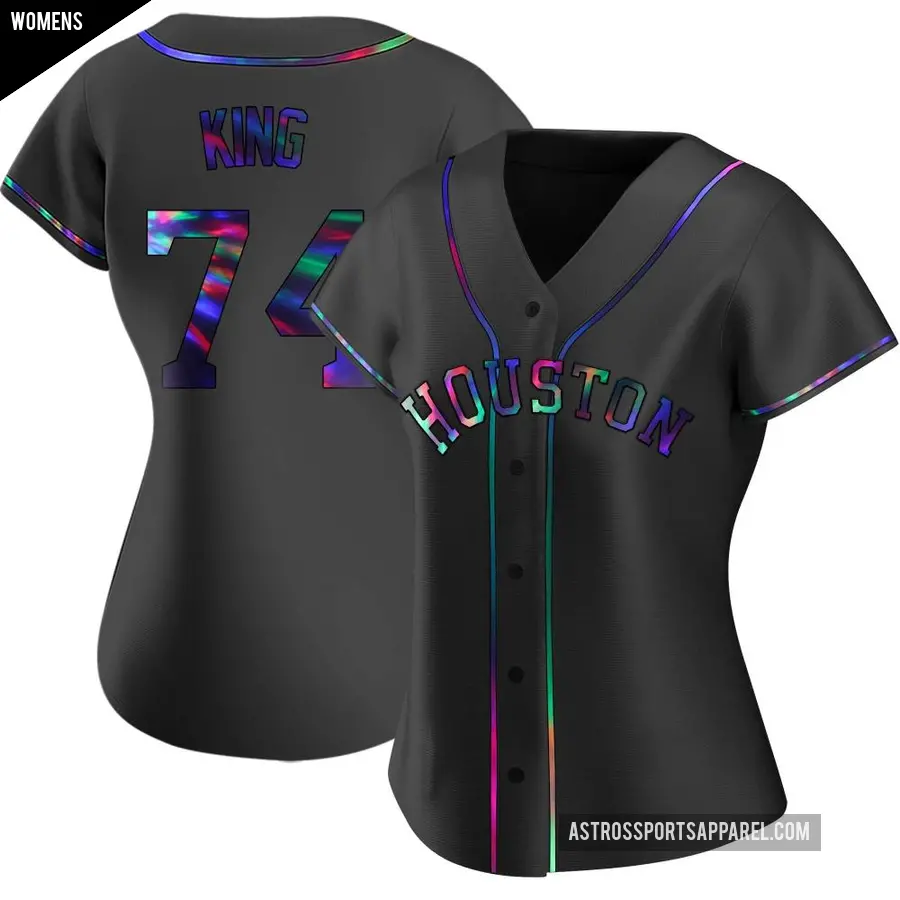 Women's Houston Astros ＃74 Bryan King Replica Black Holographic Alternate Jersey