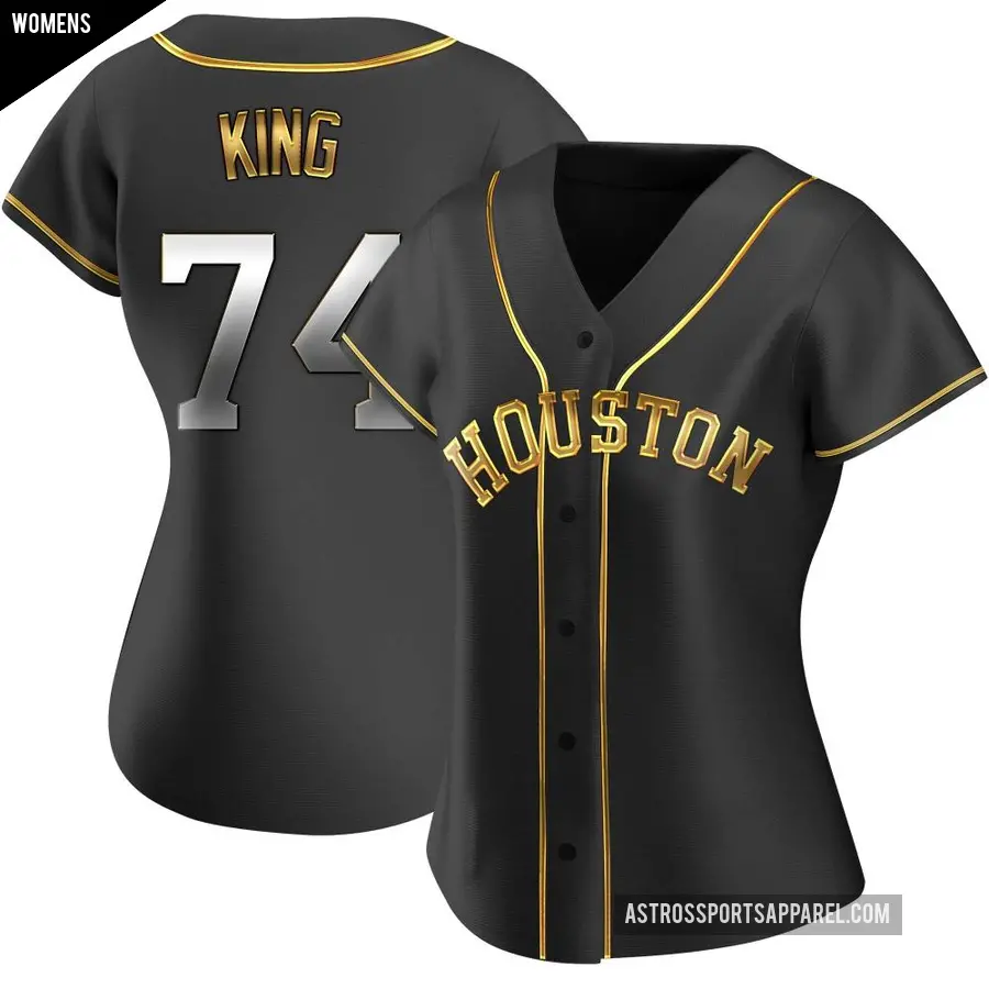 Women's Houston Astros ＃74 Bryan King Replica Gold Black en Alternate Jersey