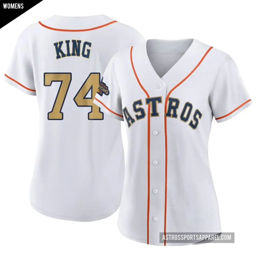 Women's Houston Astros ＃74 Bryan King Replica Gold White 2023 Collection Jersey