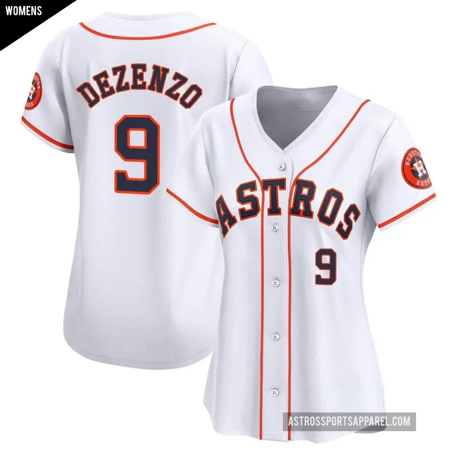 Women's Houston Astros ＃9 Zach Dezenzo Limited White Home Jersey