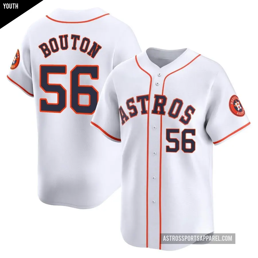 Youth Houston Astros ＃56 Jim Bouton Limited White Home Jersey