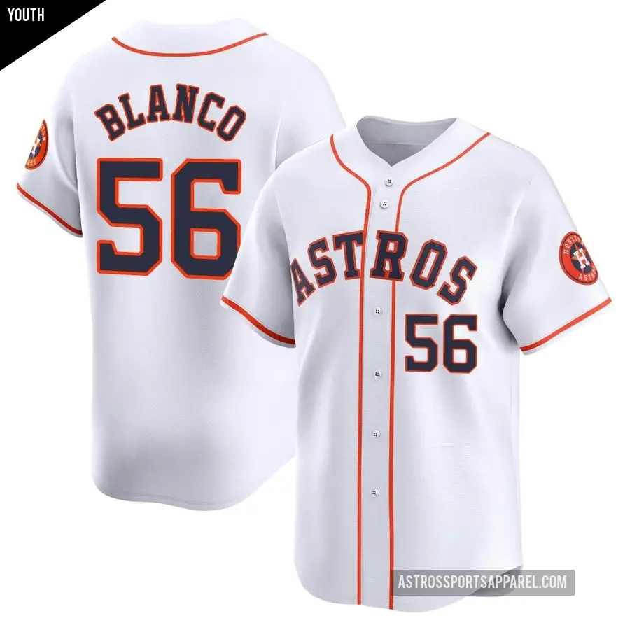 Youth Houston Astros ＃56 Ronel Blanco Limited White Home Jersey