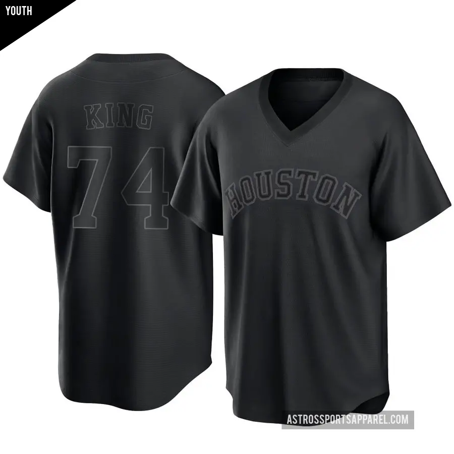 Youth Houston Astros ＃74 Bryan King Replica Black Pitch Fashion Jersey