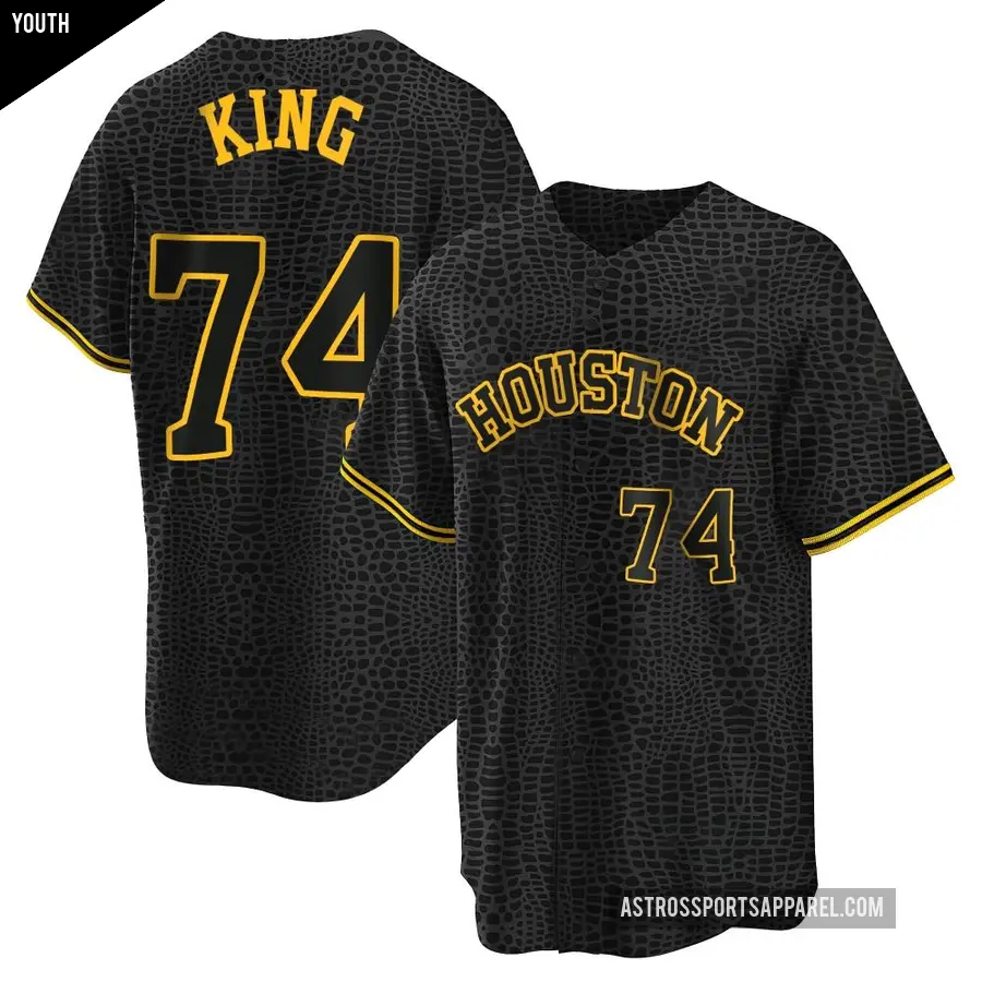 Youth Houston Astros ＃74 Bryan King Replica Black Snake Skin City Jersey