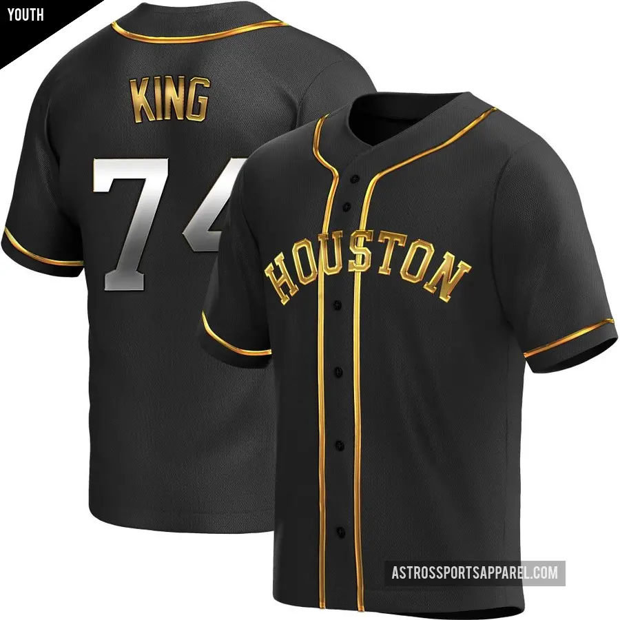 Youth Houston Astros ＃74 Bryan King Replica Gold Black en Alternate Jersey