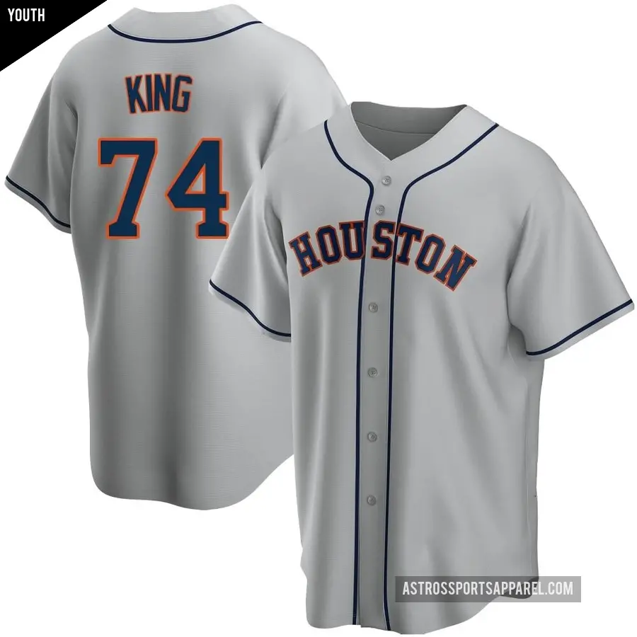 Youth Houston Astros ＃74 Bryan King Replica Gray Road Jersey