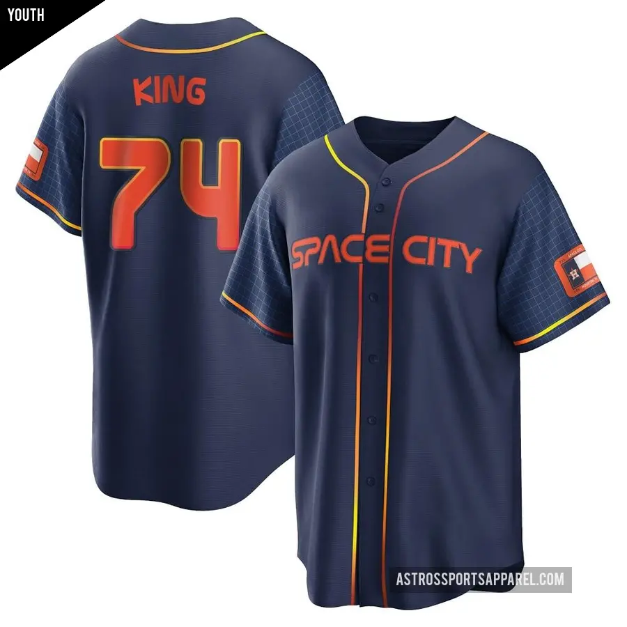 Youth Houston Astros ＃74 Bryan King Replica Navy 2022 City Connect Jersey