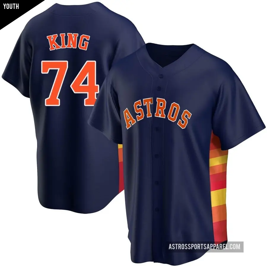 Youth Houston Astros ＃74 Bryan King Replica Navy Alternate Jersey