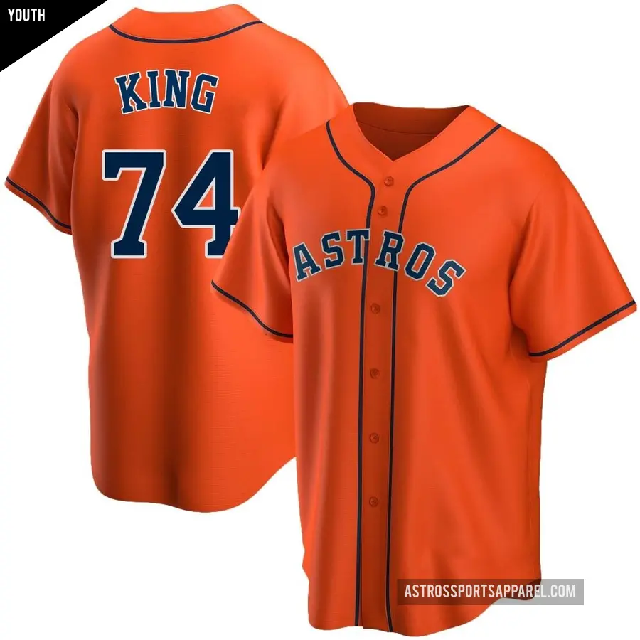 Youth Houston Astros ＃74 Bryan King Replica Orange Alternate Jersey