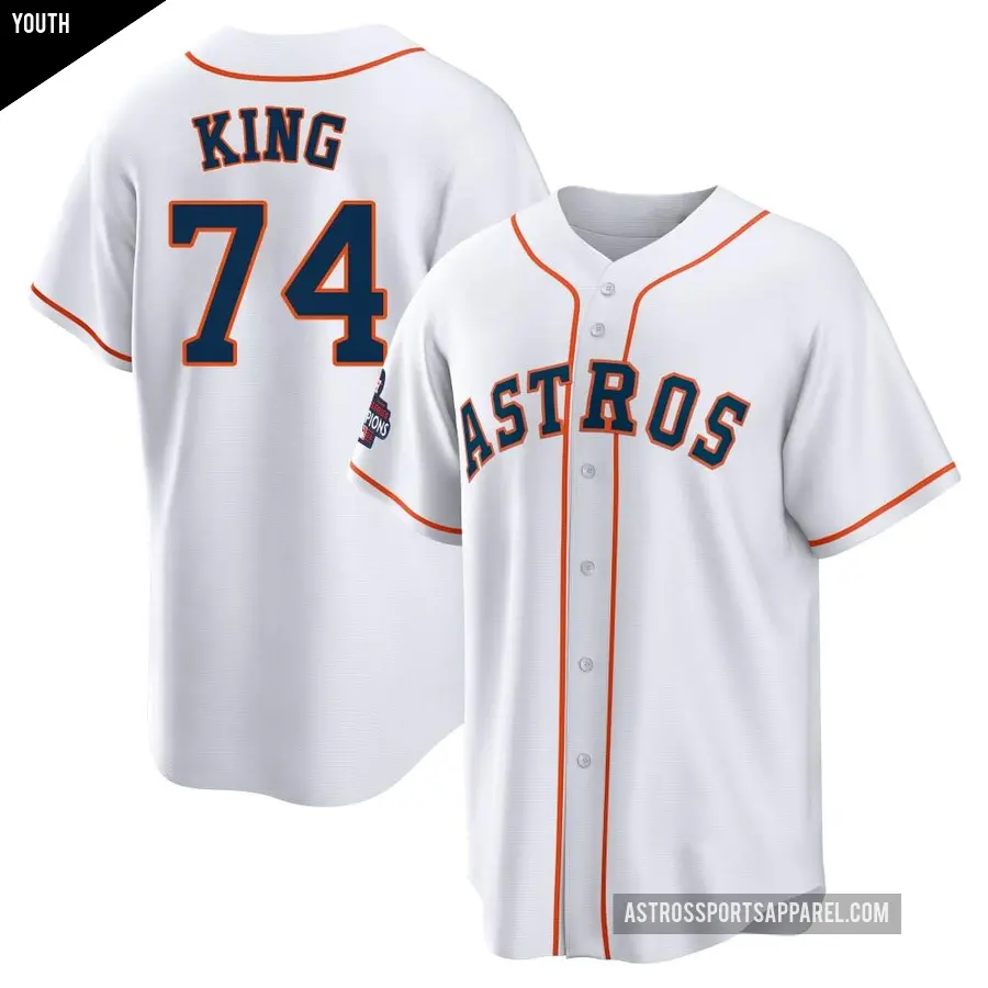 Youth Houston Astros ＃74 Bryan King Replica White 2022 World Series Champions Home Jersey