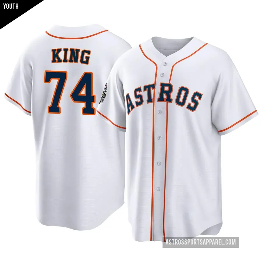 Youth Houston Astros ＃74 Bryan King Replica White 2022 World Series Home Jersey