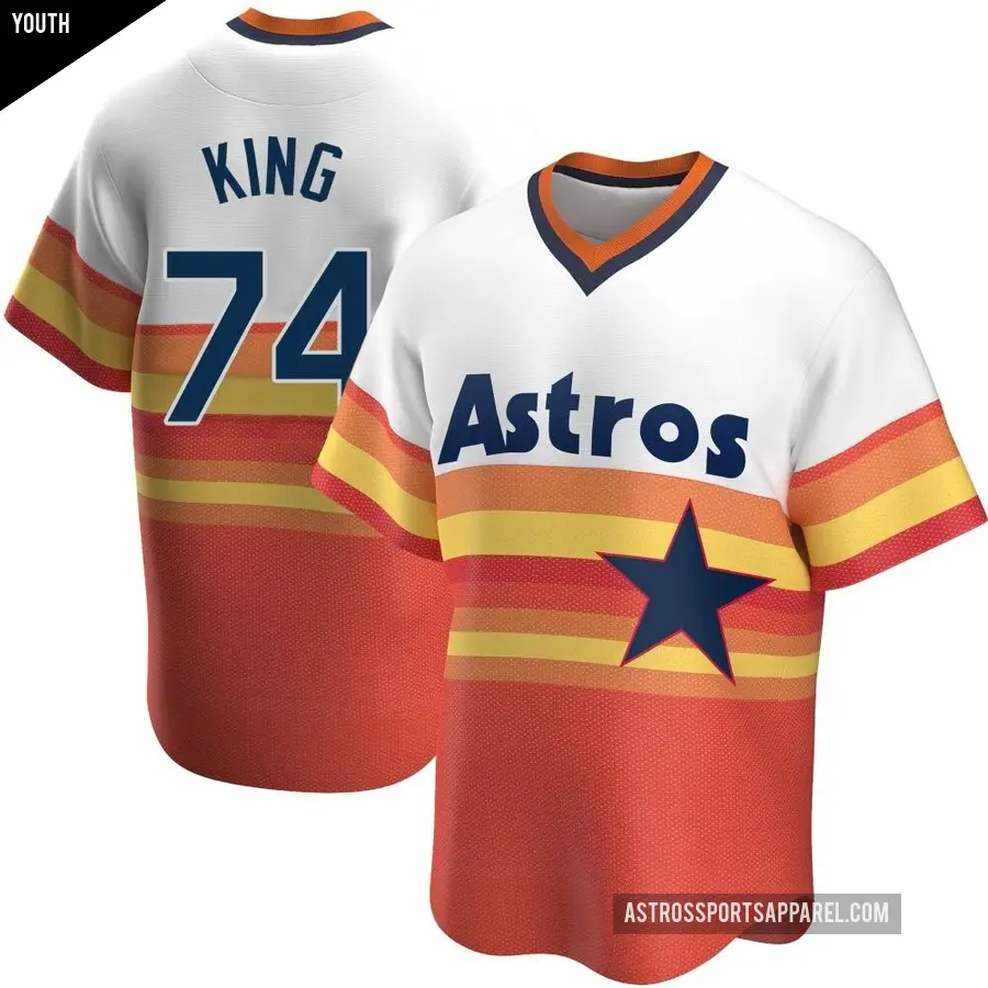 Youth Houston Astros ＃74 Bryan King Replica White Home Cooperstown Collection Jersey