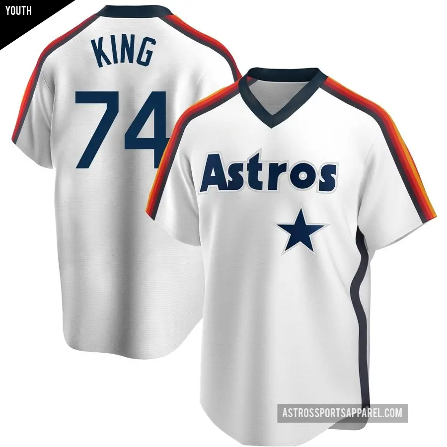 Youth Houston Astros ＃74 Bryan King Replica White Home Cooperstown Collection Team Jersey